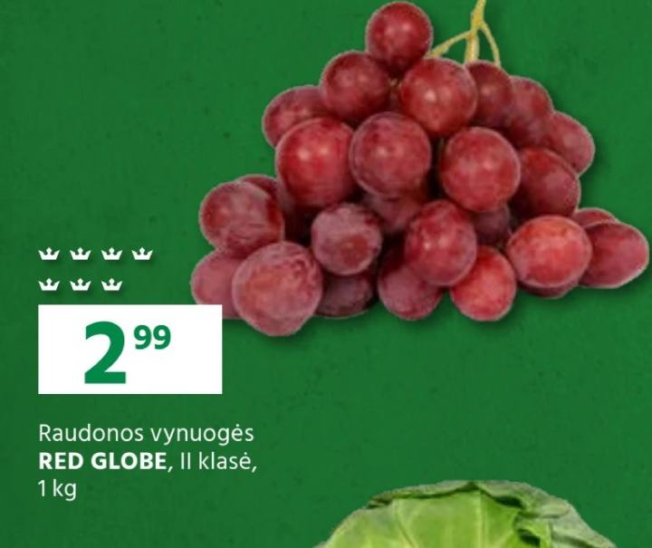 Raudonos vynuogės RED GLOBE, 1 kg
