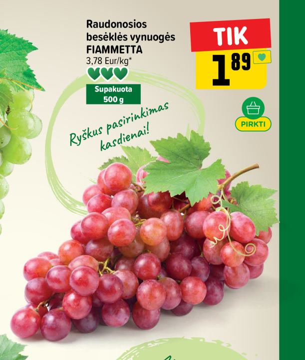 Raudonosios besėklės vynuogės FIAMMETTA, 500 g