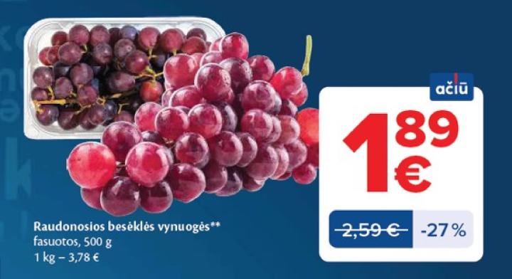 Raudonosios beskėslės vynuogės, 500 g