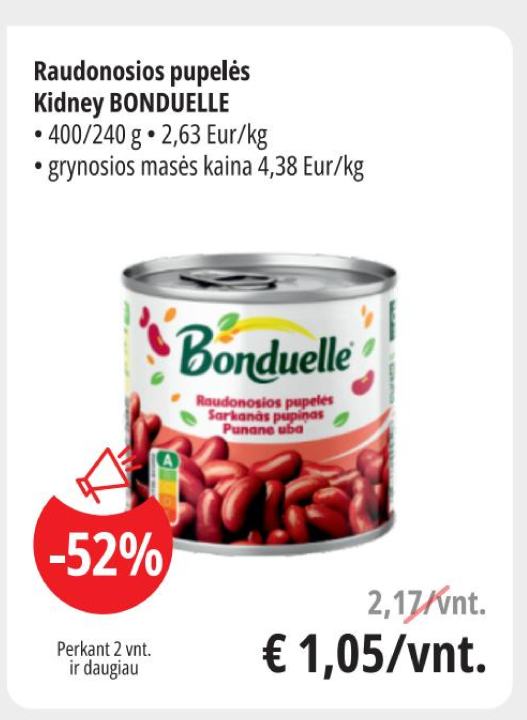 Raudonosios pupelės Kidney BONDUELLE, 240 g