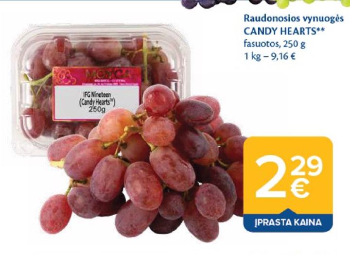 Raudonosios vynuogės CANDY HEARTS, 250 g