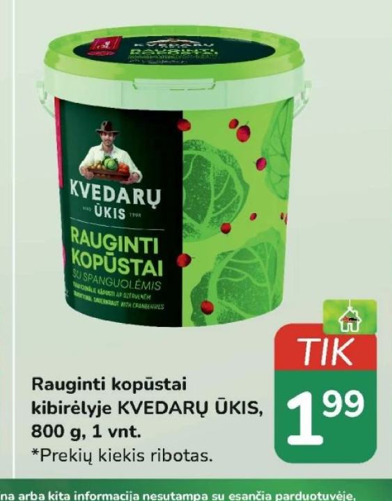 Rauginti kopūstai kibirėlyje KVEDARŲ ŪKIS, 800 g