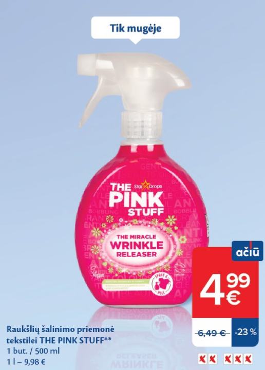 Raukšlių šalinimo priemonė tekstilei THE PINK STUFF, 500 ml