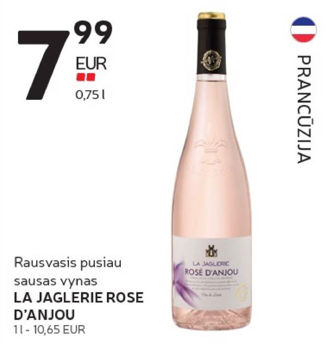 Rausvasis pusiau sausas vynas LA JAGLERIE ROSE D'ANJOU, 0.75 l