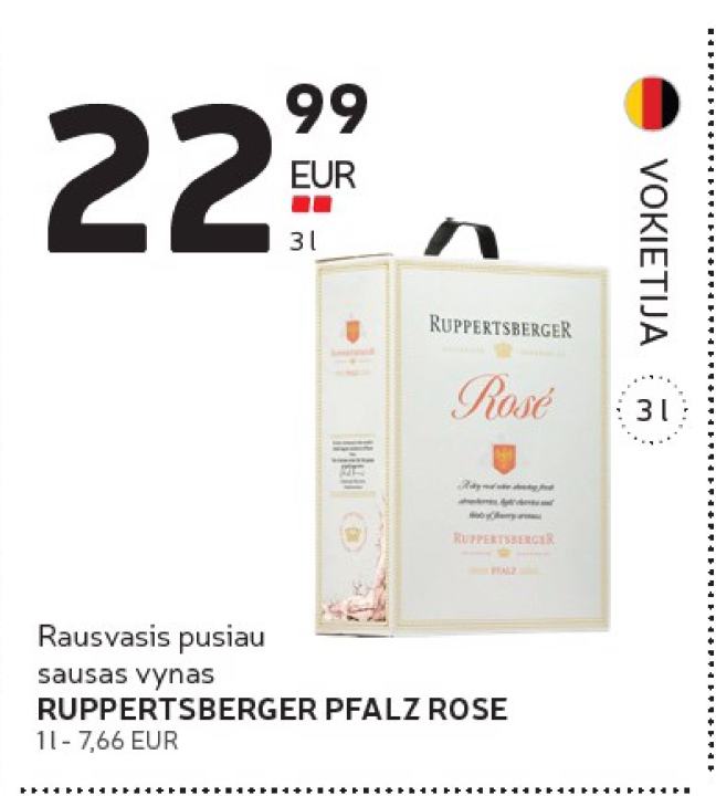 Rausvasis pusiau sausas vynas RUPPERTSBERGER PFALZ ROSE, 3 l