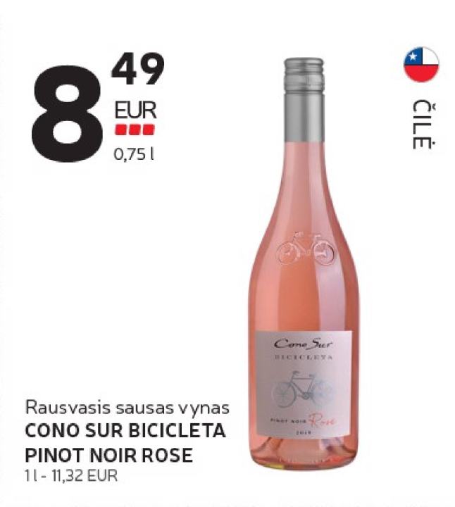 Rausvasis sausas vynas CONO SUR BICICLETA PINOT NOIR ROSE, 0.75 l