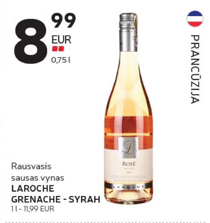 Rausvasis sausas vynas LAROCHE GRENACHE - SYRAH, 0.75 l