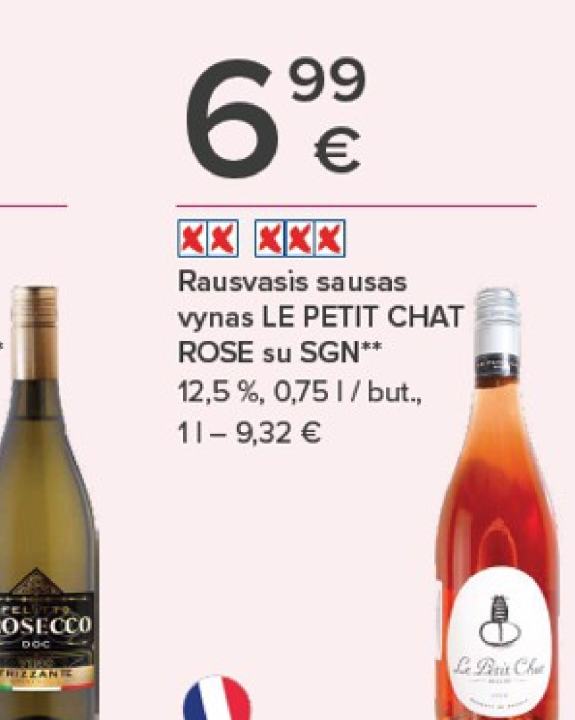 Rausvasis sausas vynas LE PETIT CHAT ROSE su SGN, 0.75 l
