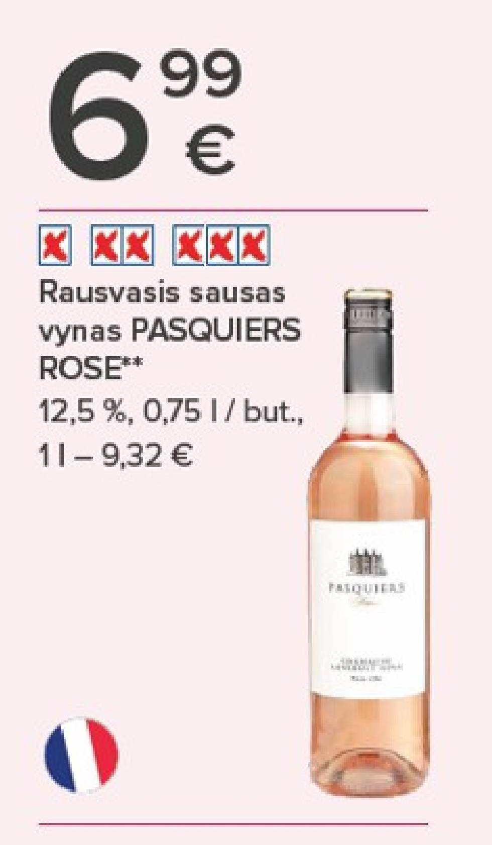 Rausvasis sausas vynas PASQUIERS ROSE, 0.75 l