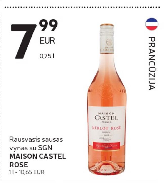 Rausvasis sausas vynas su SGN MAISON CASTEL ROSE, 0.75 l