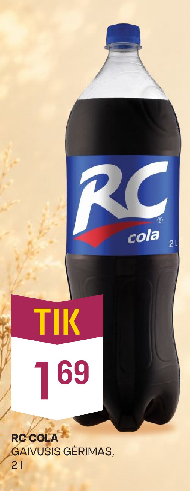 RC COLA GAIVUSIS GĖRIMAS, 2 l