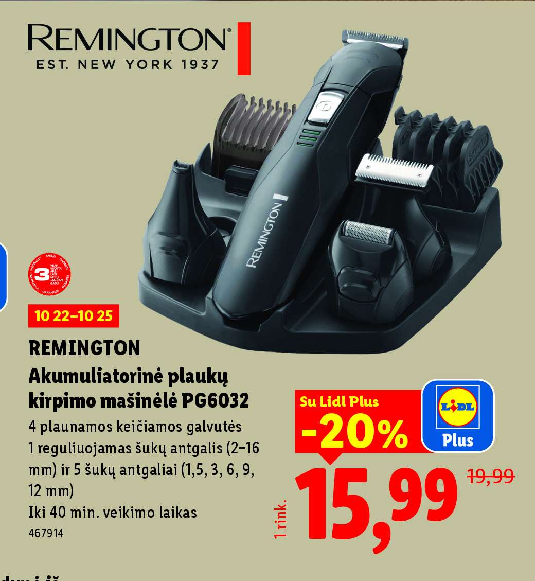 REMINGTON Akumuliatorinė plaukų kirpimo mašinėlė PG6032