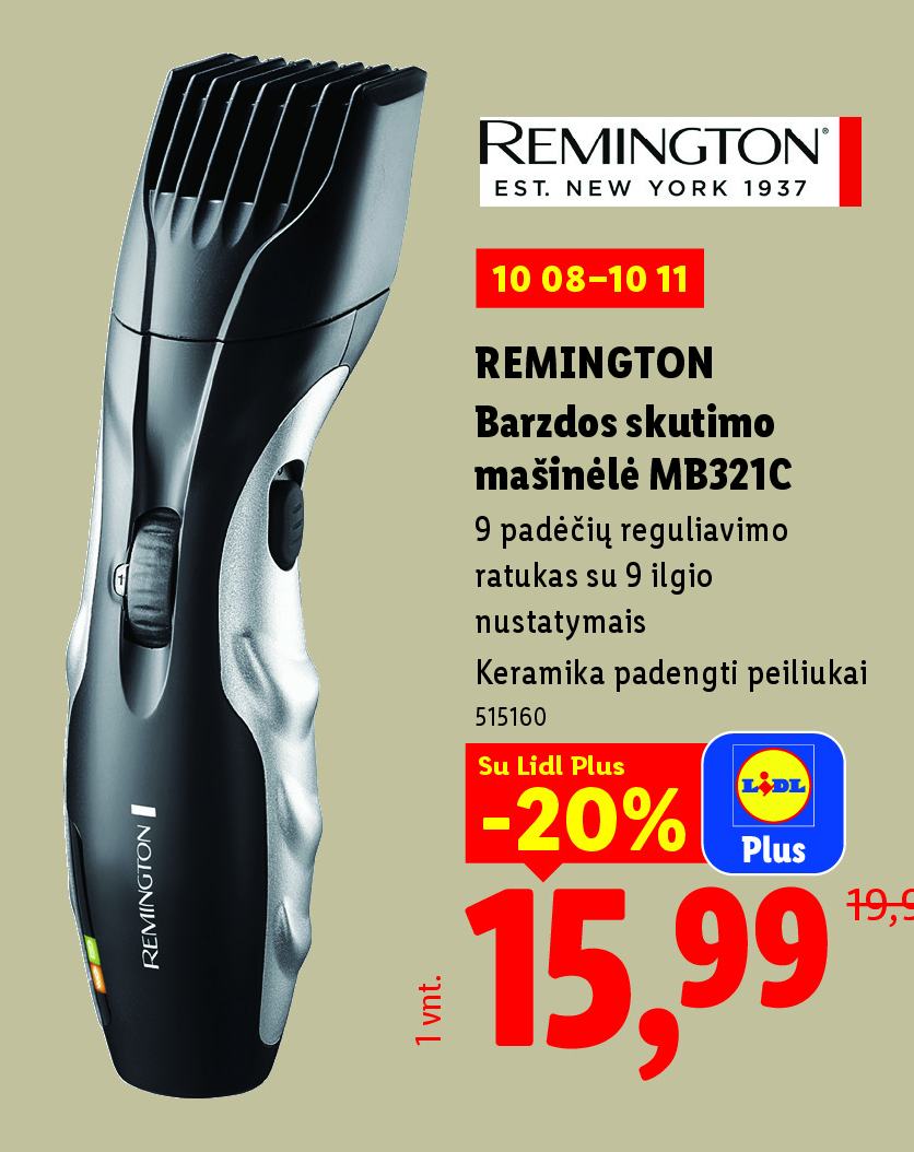 REMINGTON Barzdos skutimo mašinėlė MB321C