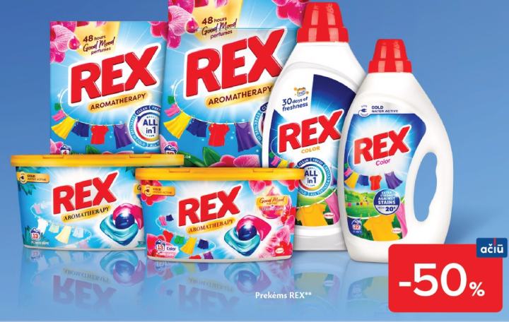 REX skalbimo priemonės