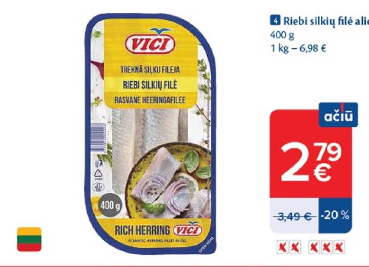 Riebi silkių filė aliejuje VIČI, 400 g