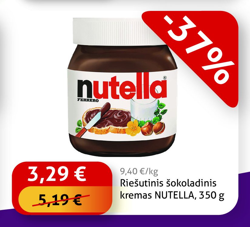 Riešutinis šokoladinis kremas NUTELLA, 350 g