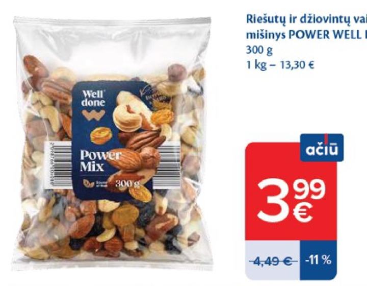 Riešutų ir džiovintų vaisių mišinys WELL DONE, 300 g