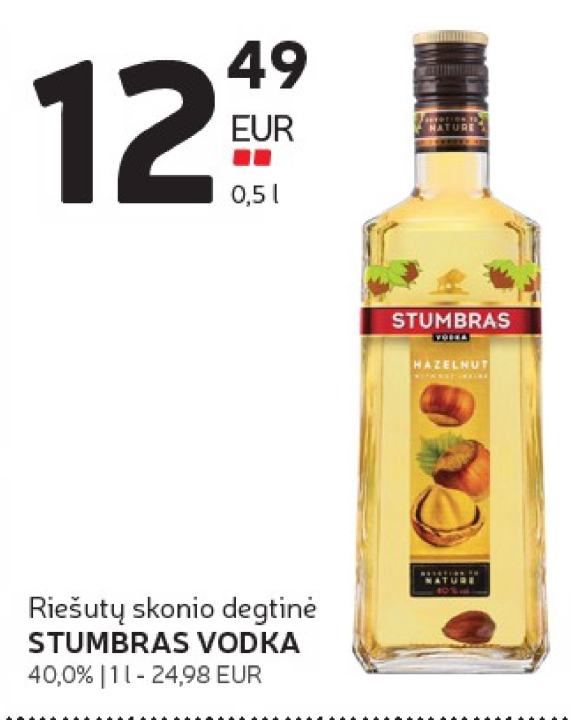 Riešutų skonio degtinė STUMBRAS VODKA, 1 l