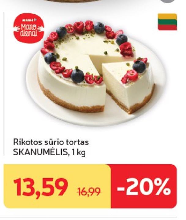 Rikotos sūrio tortas SKANUMĖLIS, 1 kg