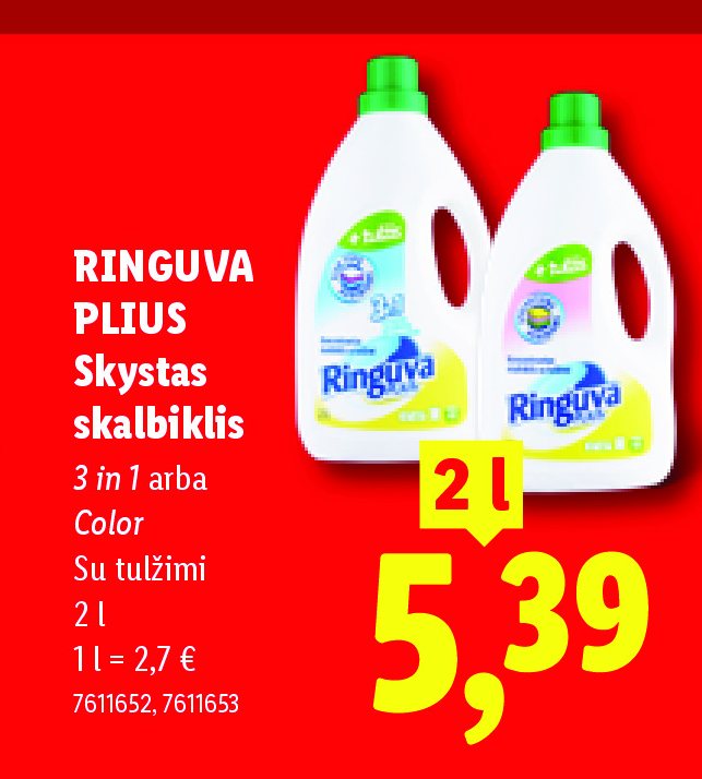 RINGUVA PLIUS Skystas skalbiklis, 2 l