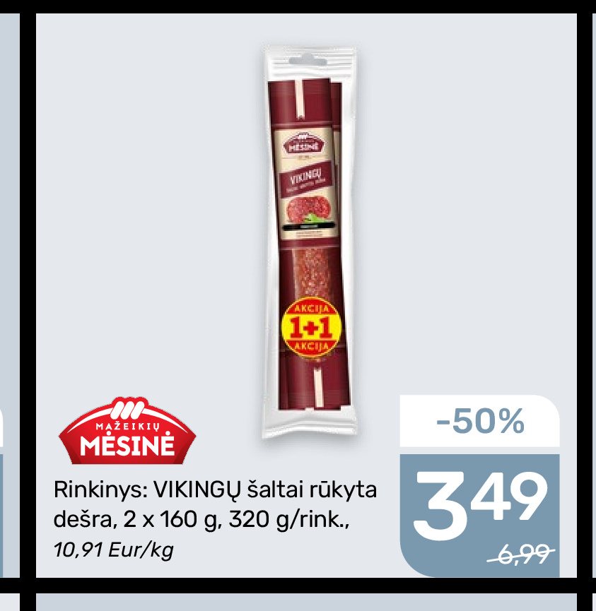 Rinkinys: VIKINGŲ šaltai rūkyta dešra, 2 x 160 g