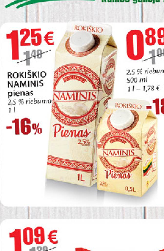 ROKIŠKIO NAMINIS pienas, 1 l