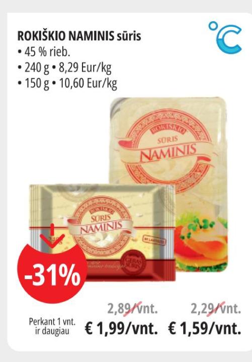 ROKIŠKIO NAMINIS sūris, 240 g