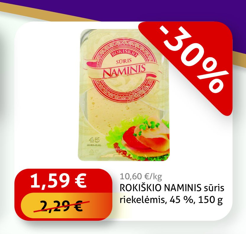 ROKIŠKIO NAMINIS sūris riekelėmis, 150 g