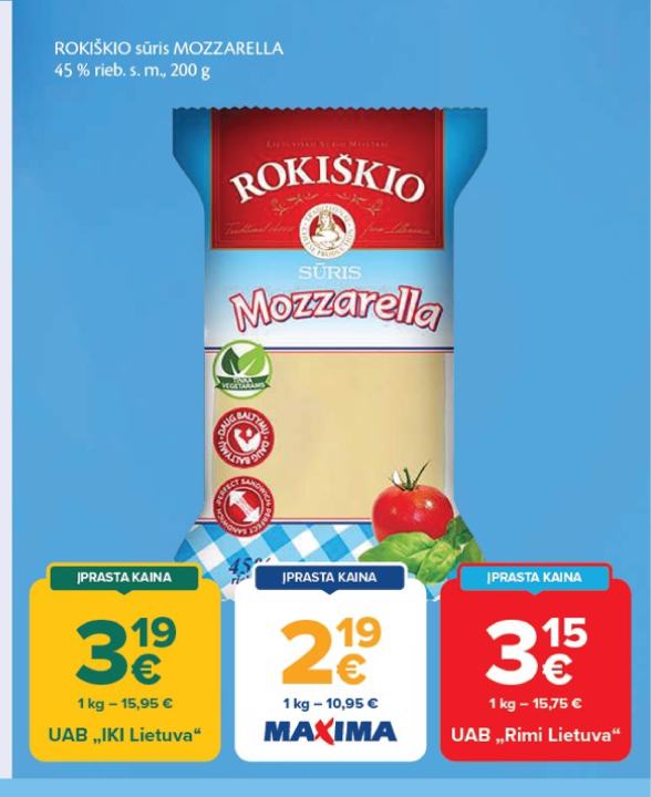 ROKIŠKIO sūris MOZZARELLA, 200 g