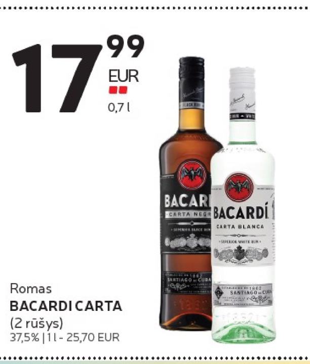 Romas BACARDÍ CARTA, 0.7 l