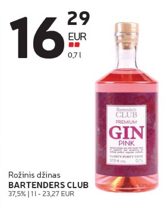 Rožinis džinas BARTENDERS CLUB, 1 l