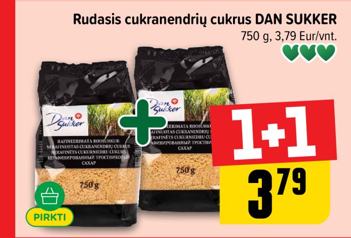 Rudasis cukranendrių cukrus DAN SUKKER, 750 g