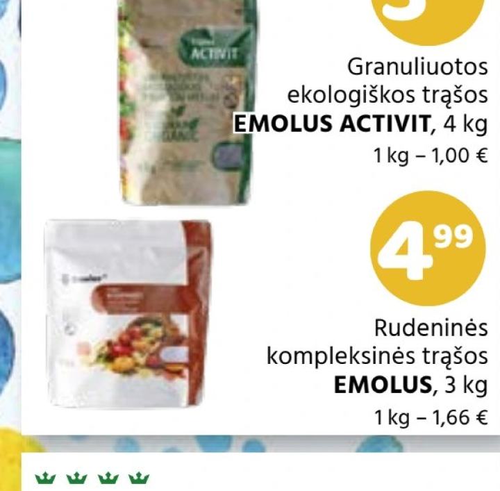 Rudeninės kompleksinės trąšos EMOLUS, 3 kg