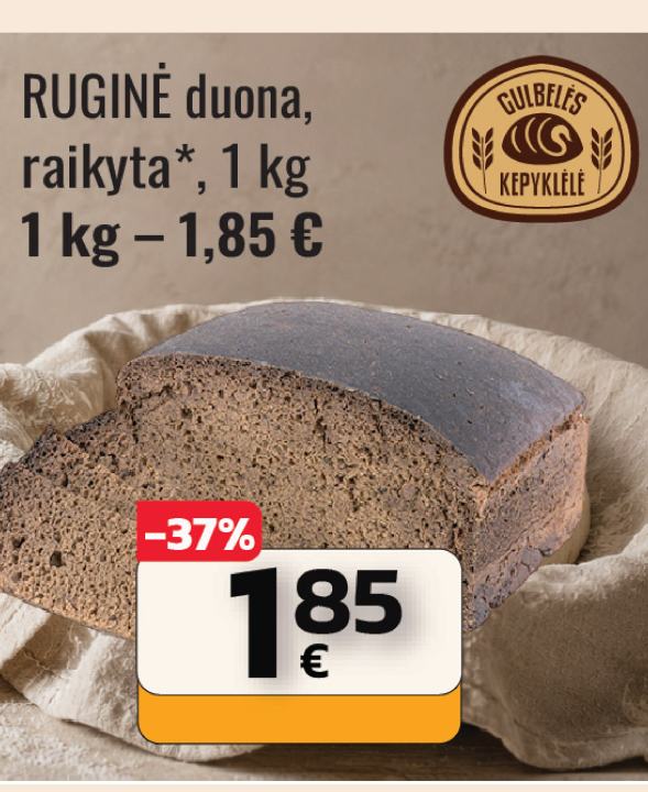 RUGINĖ duona, 1 kg