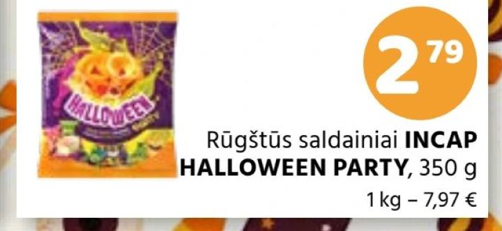Rūgštūs saldainiai INCAP HALLOWEEN PARTY, 350 g