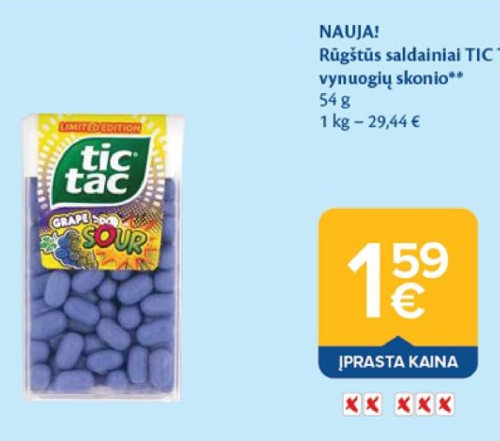Rūgštūs saldainiai TIC TAC, 54 g
