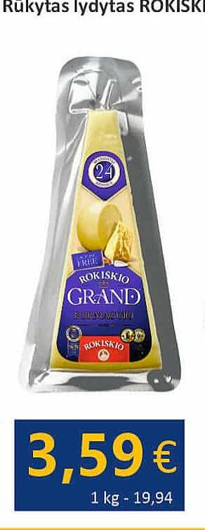Rūkytas lydytas ROKIŠKIO GRAND sūris, 180 g