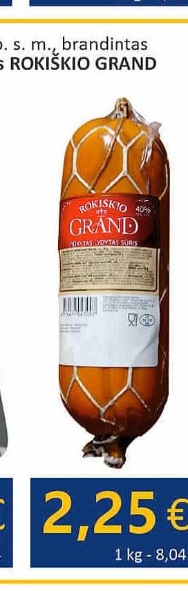 Rūkytas lydytas ROKIŠKIO GRAND sūris, 280 g