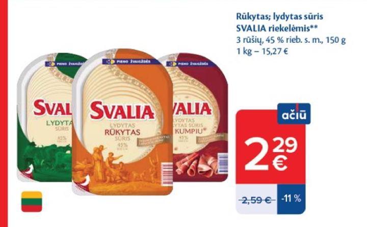 Rūkytas; lydytas sūris SVALIA riekelėmis, 150 g