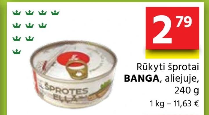 Rūkyti šprotai BANGA, 240 g