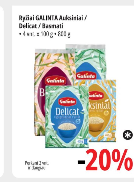 Ryžiai GALINTA Auksiniai / Delicat / Basmati, 4 vnt
