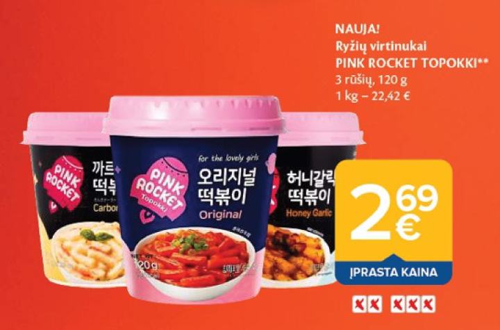 Ryžių virtinukai PINK ROCKET TOPOKKI, 120 g