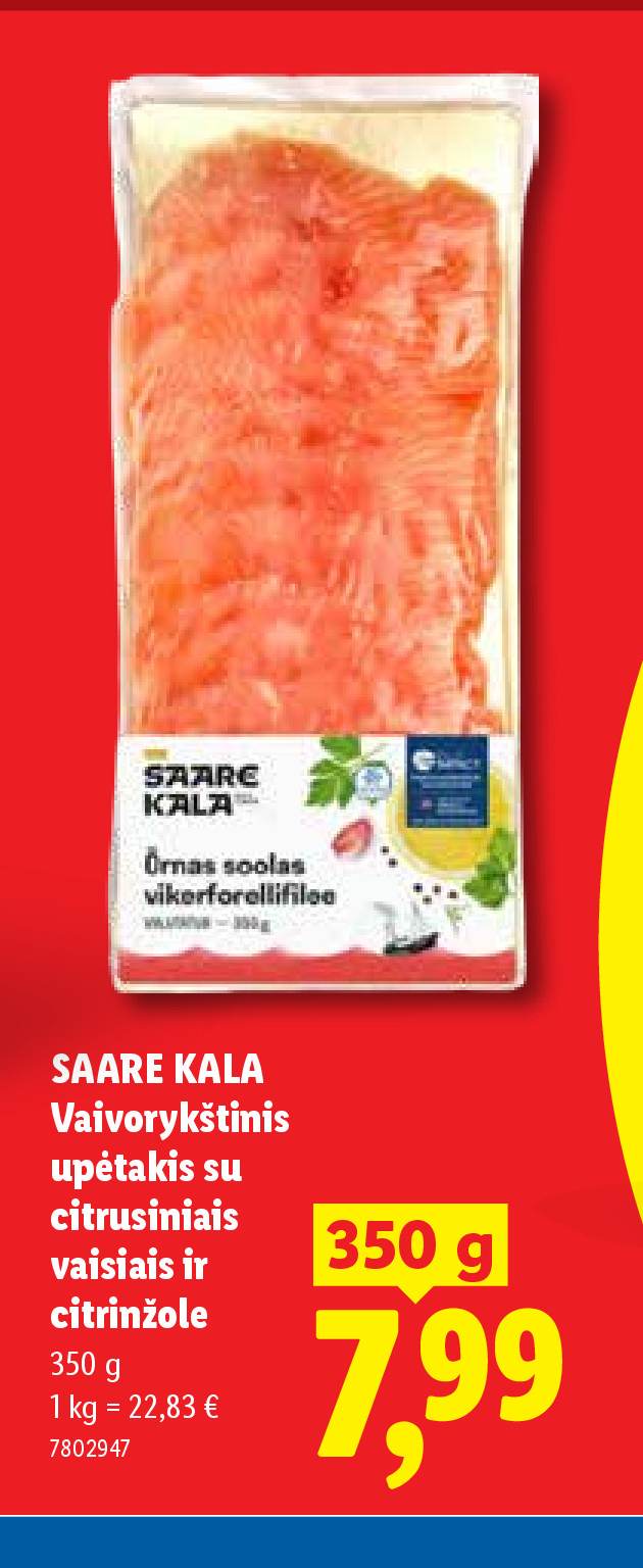 SAARE KALA Vaivorykštinis upėtakis su citrusiniais vaisiais ir citrinžole, 350 g