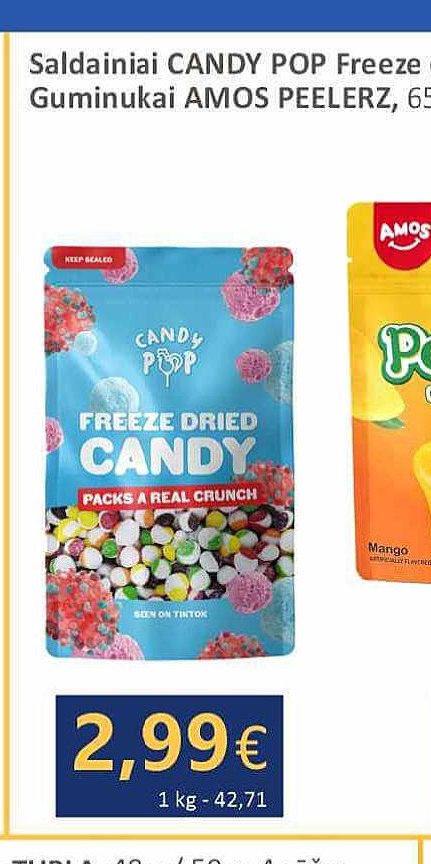 Saldainiai CANDY POP Freeze dried RAINBOW, 70 g