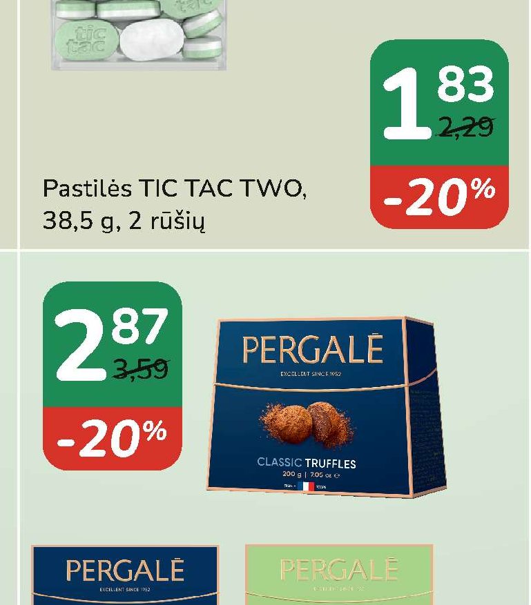 Saldainiai dėžutėse PERGALĖ, 113 g-200 g