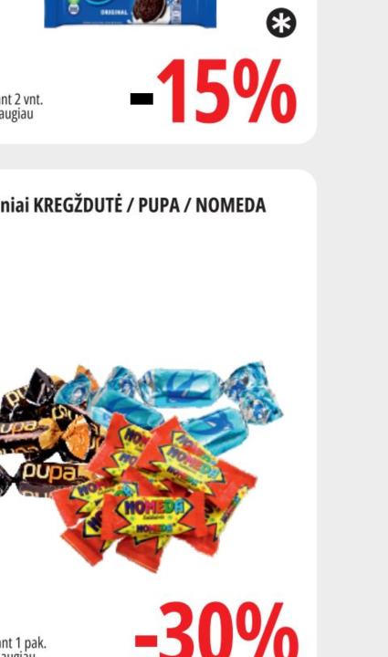 Saldainiai KREGŽDUTĖ / PUPA / NOMEDA, 1 kg