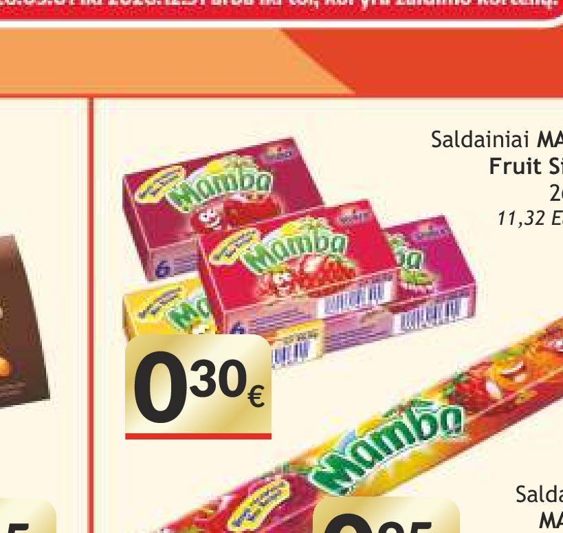 Saldainiai MAMBA Fruit Single, 26.5 g