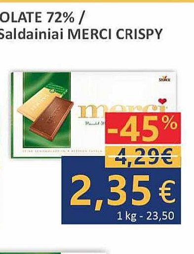 Saldainiai MERCI CRISPY ALMOND / HERBE, 250 g