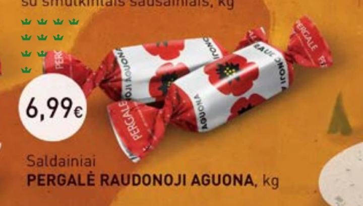 Saldainiai PERGALĖ RAUDONOJI AGUONA