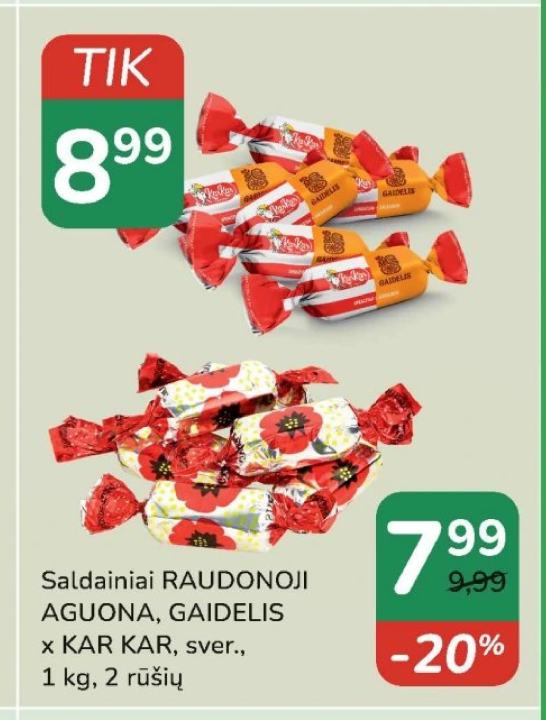 Saldainiai RAUDONOJI AGUONA, GAIDELIS x KAR KAR, 1 kg
